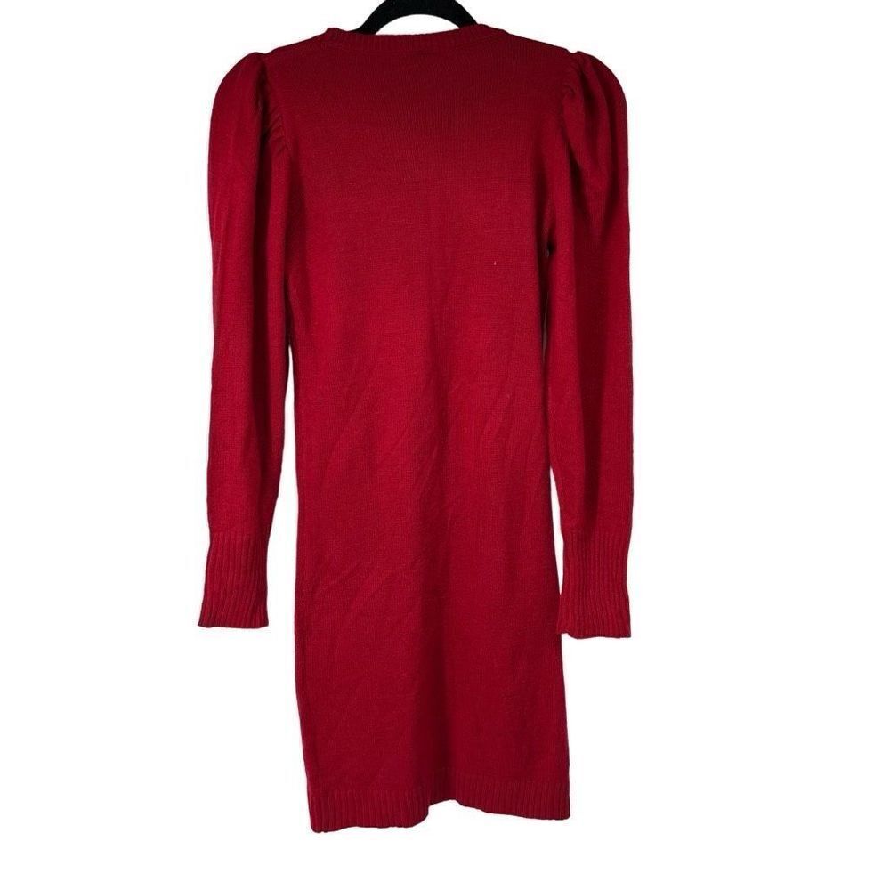 Lily Rose‎ Red Puff Long Sleeve Sweater Dress